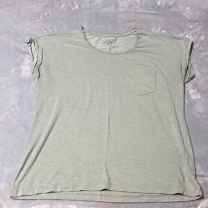 Max Studio Green Cuffed Sleeve Relaxed T-Shirt